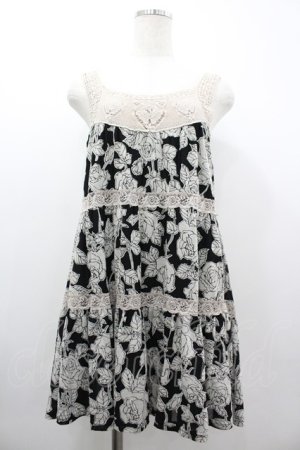 画像: axes femme / /ローズ柄チュニック M 黒 I-26-03-10-066-AX-TO-TE-ZI