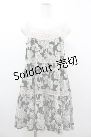 画像: axes femme / /ローズ柄チュニック M 黒 I-26-03-10-066-AX-TO-TE-ZI