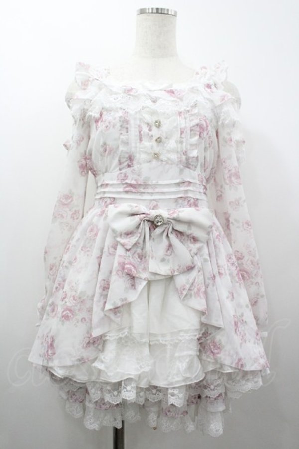 画像1: LIZ LISA / ローズリボンシフォンセットアップ  白Ｘピンク I-26-03-10-068-LO-OP-SA-ZI (1)