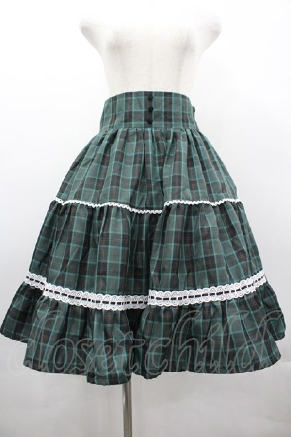 画像1: Eri Aino's collaboration / シャーロットの水曜日スカート L グリーンチェック I-26-03-10-075-PU-SK-SA-ZI (1)