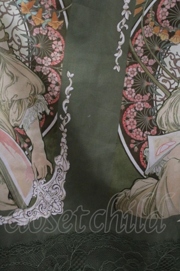 画像4: axes femme / ミュシャ パネル柄スカート M グリーン I-26-03-10-076-AX-SK-SA-ZI (4)