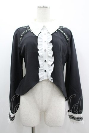 画像: DearMyLove / スタッズレースブレードブラウス LL 黒×白 I-26-03-10-008-EL-BL-TE-ZI