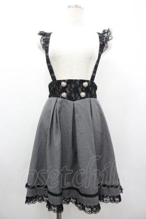 画像: Secret Honey / サスペンダー付きレース切替スカート 2 グレー I-26-03-10-080-CA-SK-TE-ZI