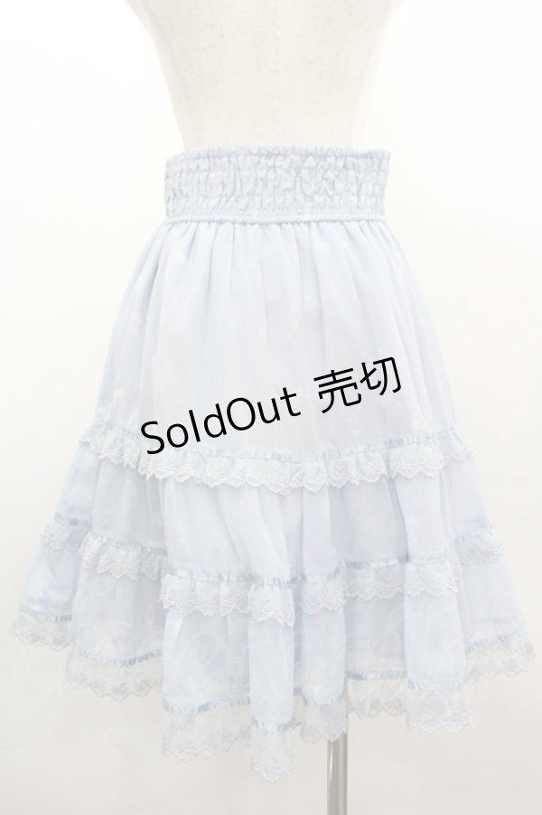 画像2: axes femme / ムーンキャットティアードスカート M サックス I-26-03-10-081-AX-SK-TE-ZI (2)