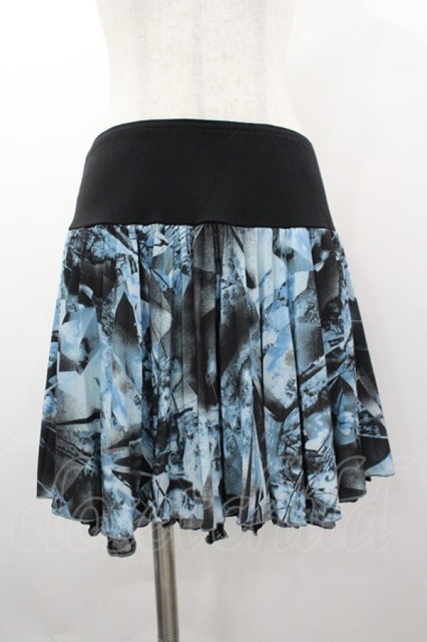 画像3: Ozz Croce / ダブルベルト&チェーンオーバー付き総柄スカート  黒Ｘサックス I-26-03-10-083-OO-SK-SA-ZI (3)