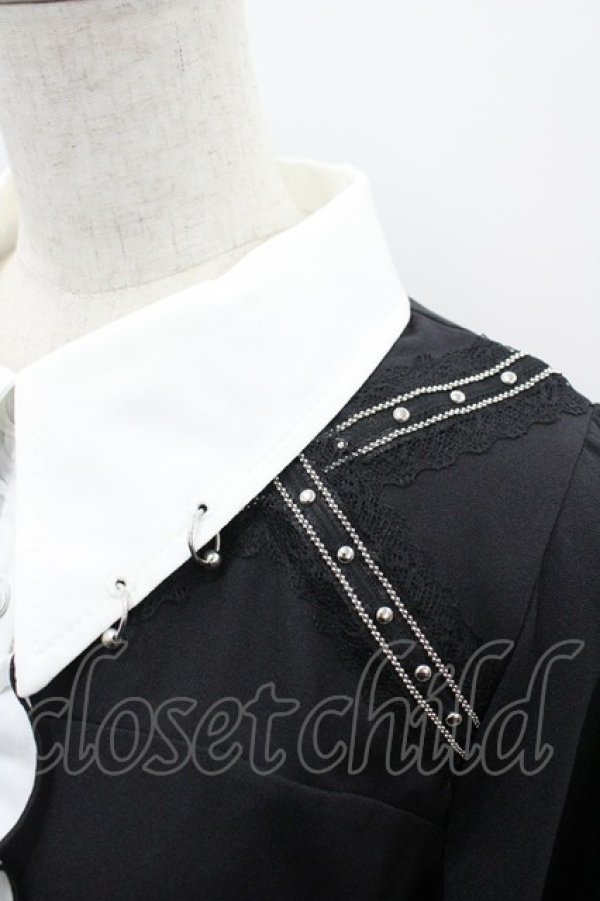 画像3: DearMyLove / スタッズレースブレードブラウス LL 黒×白 I-26-03-10-008-EL-BL-TE-ZI (3)