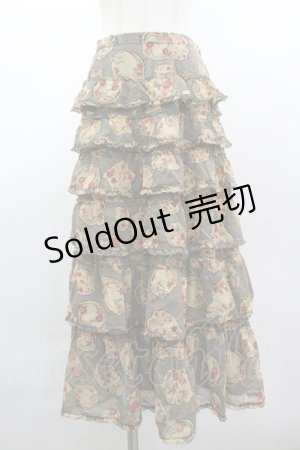 画像: WONDERFUL WORLD / 和柄フリルスカート  グリーン I-26-03-10-087-LO-SK-SA-ZI