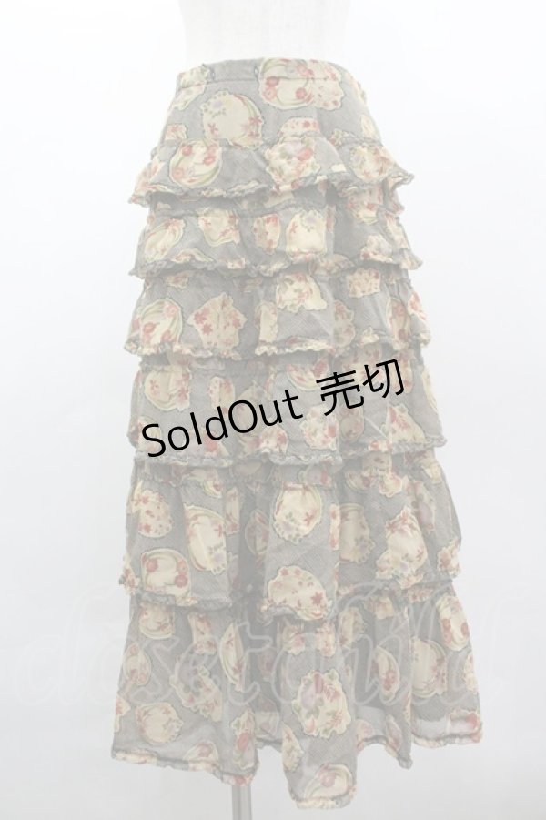 画像1: WONDERFUL WORLD / 和柄フリルスカート  グリーン I-26-03-10-087-LO-SK-SA-ZI (1)