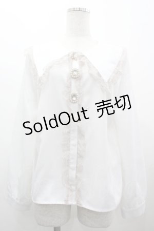 画像: MA*RS / セーラー襟パールビジューボタンブラウス  白 I-26-03-10-010-EL-BL-TE-ZI
