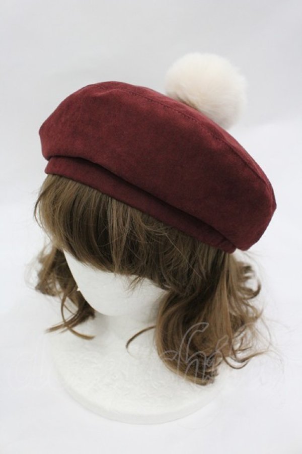 画像1: Kurumi Collaboration / ノエル・ド・メモワール　ベレー帽  ワイン I-26-03-10-103-GO-AC-TE-ZI (1)