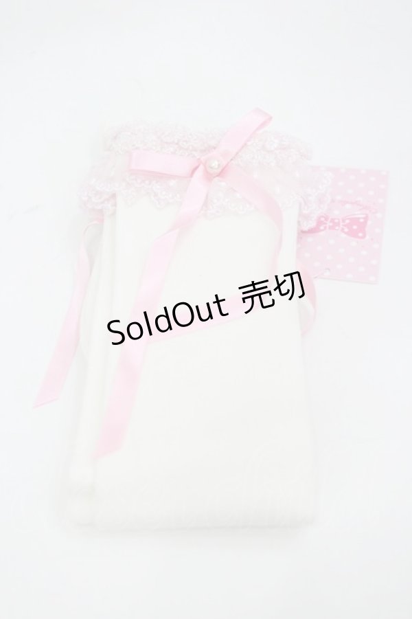 画像1: Angelic Pretty / プリンセスロゴオーバーニー  白Ｘピンク I-26-03-10-118-AP-ZA-SA-ZI (1)