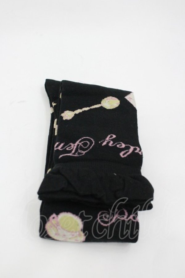 画像2: Shirley Temple / ティーパーティオーバーニーソックス  黒 I-26-03-10-119-ET-ZA-SA-ZI (2)