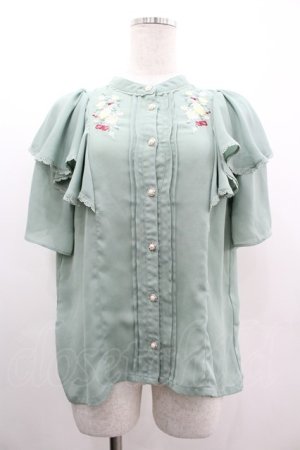 画像: axes femme / ミックスフルーツ刺繍ブラウス  グリーン I-26-03-10-002-AX-BL-SA-ZI