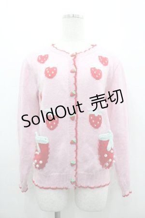 画像: Nile Perch / いちご編み込みカーディガン  ピンクＸ赤 I-26-03-10-016-LO-TO-SA-ZI