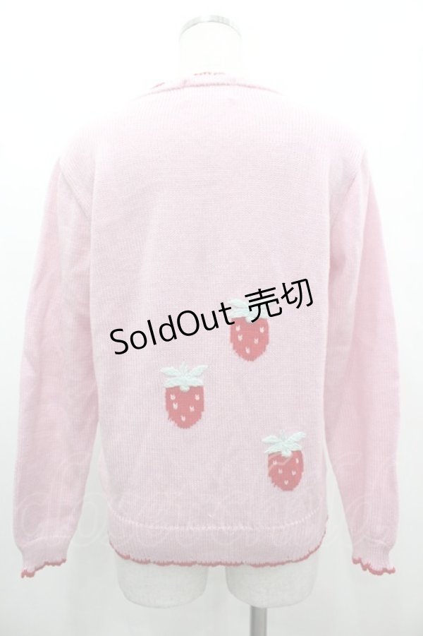 画像2: Nile Perch / いちご編み込みカーディガン  ピンクＸ赤 I-26-03-10-016-LO-TO-SA-ZI (2)