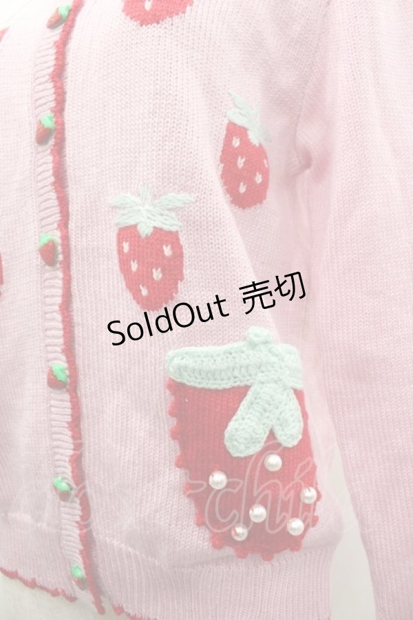 画像3: Nile Perch / いちご編み込みカーディガン  ピンクＸ赤 I-26-03-10-016-LO-TO-SA-ZI (3)