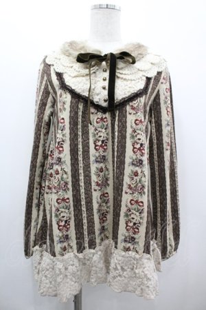 画像: axes femme / ファーティペット付花柄プルオーバー M グレー I-26-03-10-019-AX-TO-TE-ZI