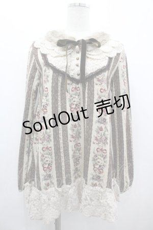 画像: axes femme / ファーティペット付花柄プルオーバー M グレー I-26-03-10-019-AX-TO-TE-ZI