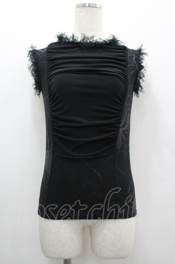 画像1: Qutie Frash / 蜘蛛メッシュタンクトップ  ブラック I-26-03-10-025-QU-TO-SA-ZI (1)