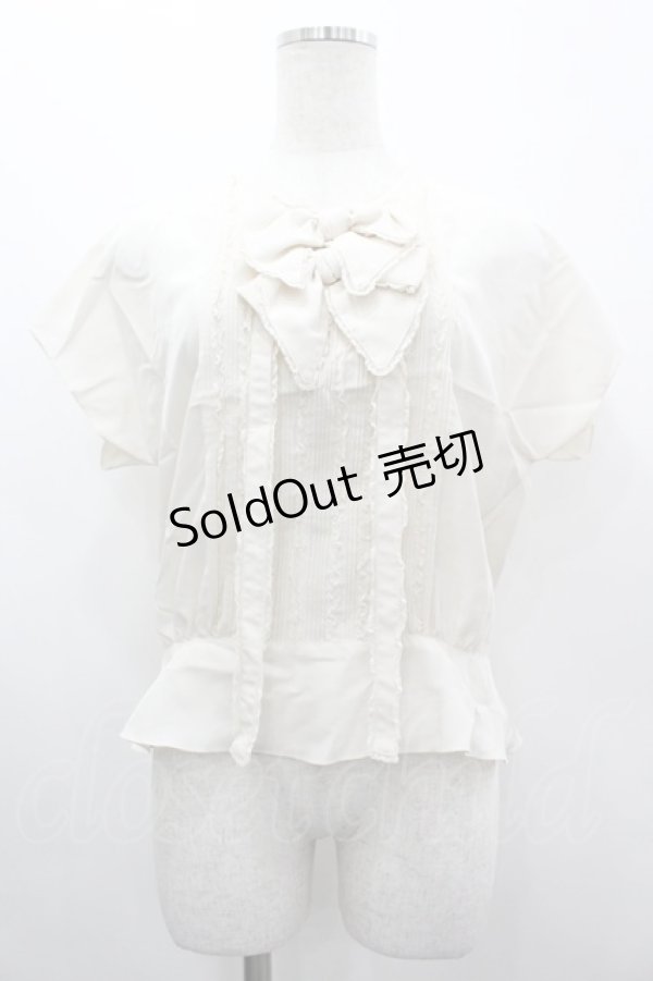 画像1: PINK HOUSE / 2つリボン&レースピンタックノースリーブブラウス  アイボリー I-26-03-10-027-LO-BL-SA-ZI (1)