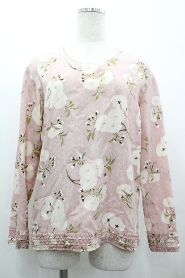 画像1: KANEKO ISAO / 八重桜ちりめんノーカラーブラウス  ピンク I-26-03-10-028-EL-BL-SA-ZI (1)