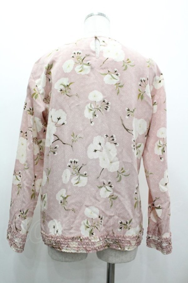 画像2: KANEKO ISAO / 八重桜ちりめんノーカラーブラウス  ピンク I-26-03-10-028-EL-BL-SA-ZI (2)