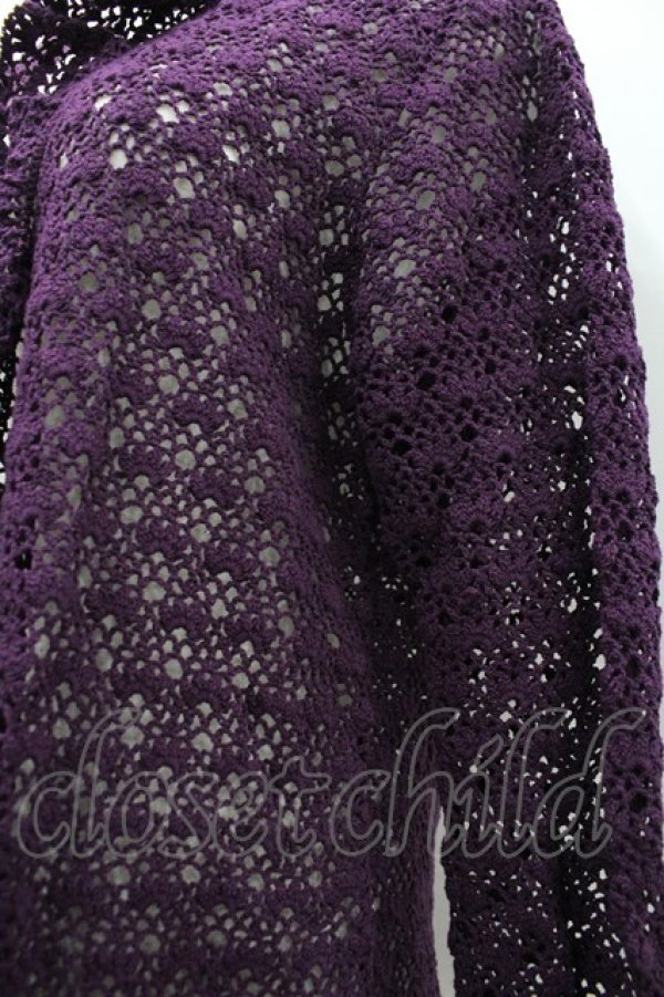 画像3: KANEKO ISAO / 透かしニットカーディガン  パープル I-26-03-10-030-EL-TO-SA-ZI (3)