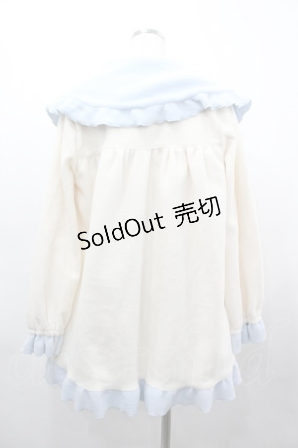 画像2: Nile Perch / スクエアリボンフリルロングカーディガン  アイボリーＸサックス I-26-03-12-039-LO-TO-SA-ZI (2)