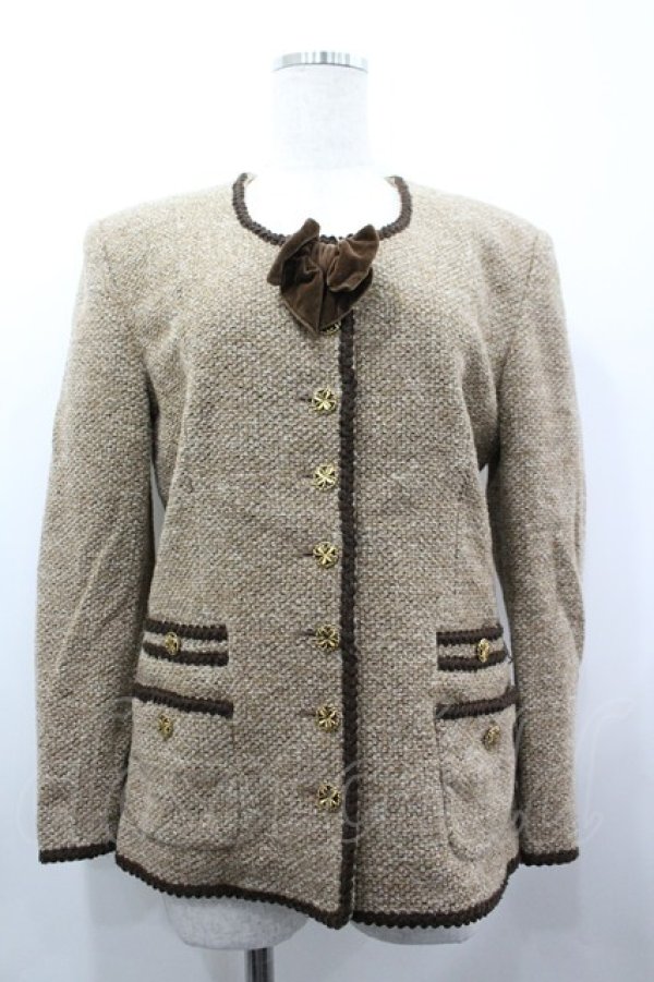 画像1: INGEBORG / クローバーボタンジャケット S ベージュ I-26-03-12-041-LO-JA-SA-ZI (1)