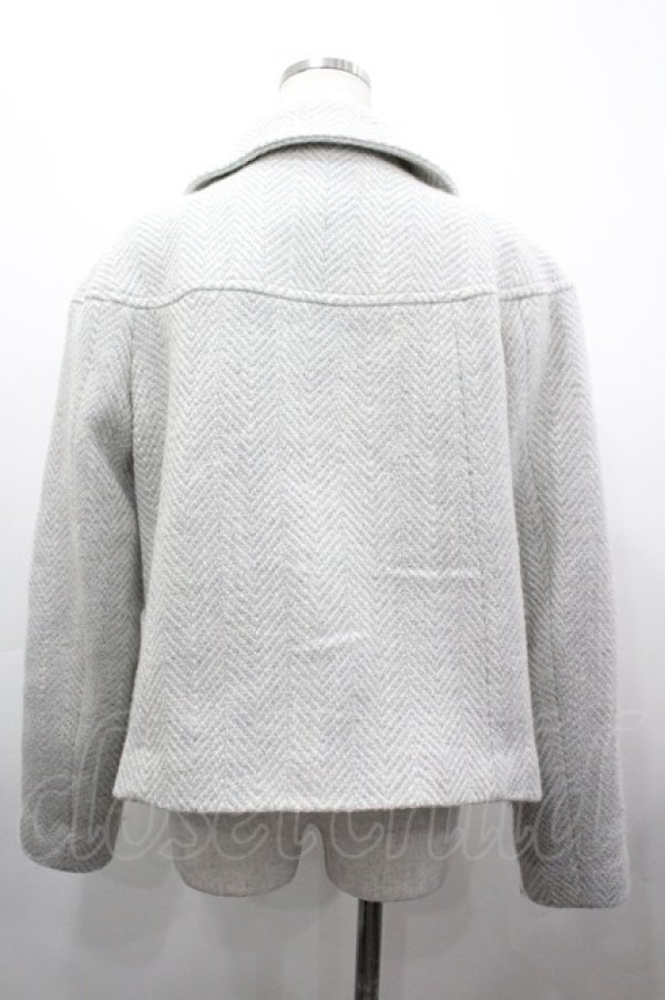 画像2: Melody BasKet / リボンパールヘリンボーンショートコート  グレー I-26-03-12-043-LO-CO-SA-ZI (2)