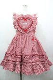 画像1: MOMOKO HOUSE / ハートギンガムチェックフリルエプロン  赤Ｘ白チェック I-26-03-12-045-LO-OP-SA-ZI (1)