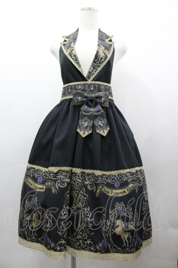 画像1: Royal Princess Alice / Dark Knight Generalサロペット風ジャンパースカート  黒 I-26-03-12-048-LO-OP-SA-ZI (1)