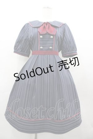 画像: Amavel / ダブルボタンストライプシャツワンピース  ネイビー I-26-03-12-050-CA-OP-SA-ZI