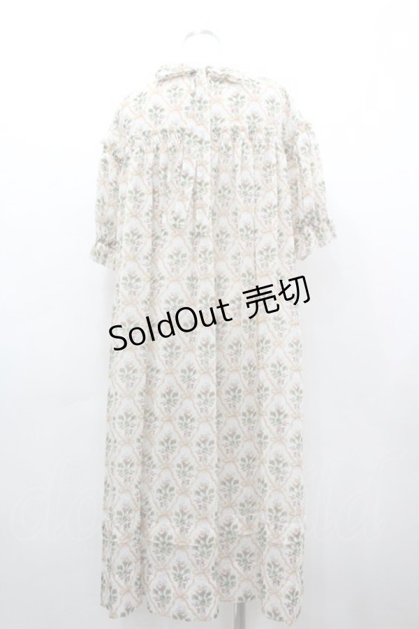 画像2: Maison de minette / ブーケ格子ワンピース  白Ｘブラウン I-26-03-12-053-LO-OP-SA-ZI (2)