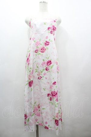 画像: JESUS DIAMANTE / ぼかし薔薇キャミワンピース  白Ｘピンク I-26-03-12-054-JE-OP-SA-ZI