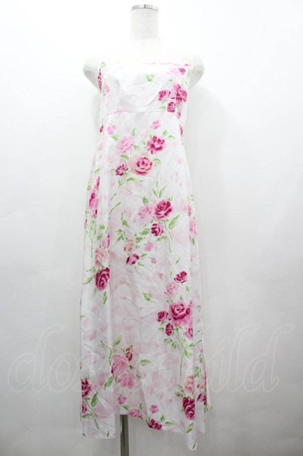 画像1: JESUS DIAMANTE / ぼかし薔薇キャミワンピース  白Ｘピンク I-26-03-12-054-JE-OP-SA-ZI (1)