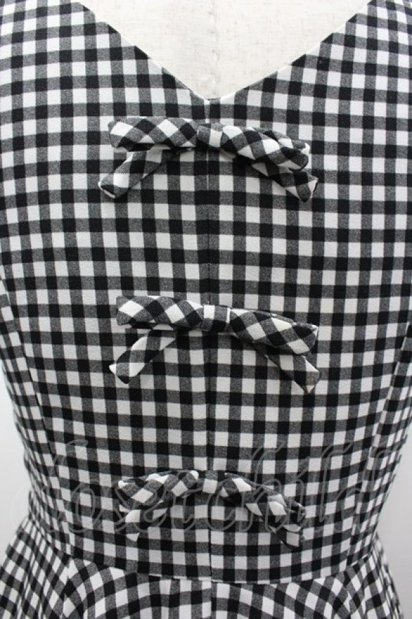 画像3: EDIT COLOGNE(お買取対象外) / ギンガムワンピース  黒×白 I-26-03-12-055-LO-BL-TE-ZI (3)