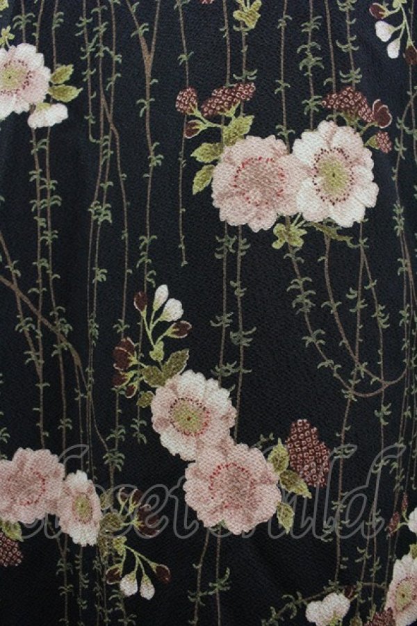 画像3: KANEKO ISAO / 花&蔓柄ちりめん長袖ワンピース  ブラック I-26-03-12-058-EL-OP-SA-ZI (3)