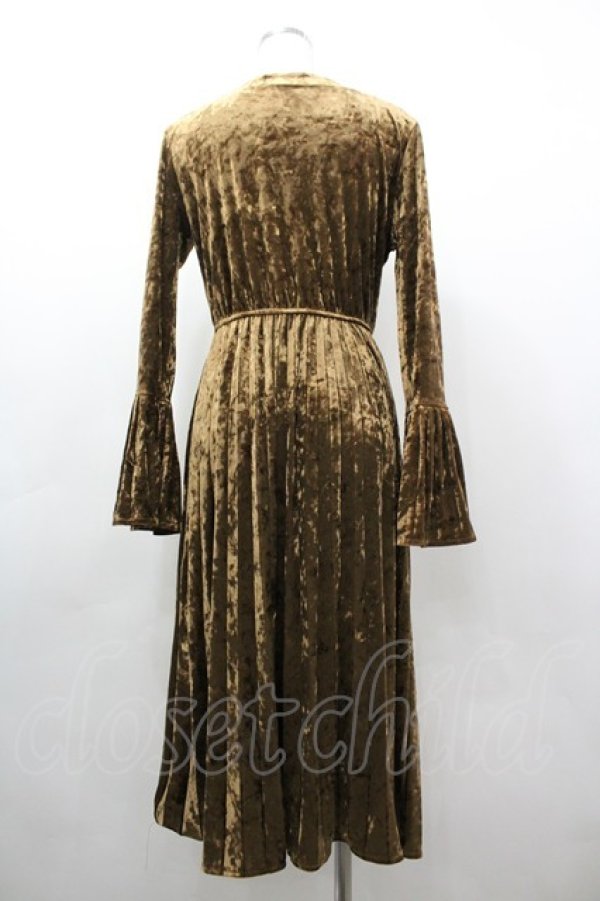 画像2: MARBLE / アンティークブローチ付きベルスリーブワンピース  ブラウンＸ黒 I-26-03-12-061-GO-OP-SA-ZI (2)