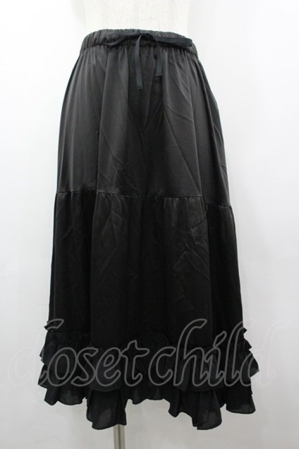 画像1: axes femme kawaii / ミディフリルペチスカート  黒 I-26-03-12-070-AX-SK-SA-ZI (1)