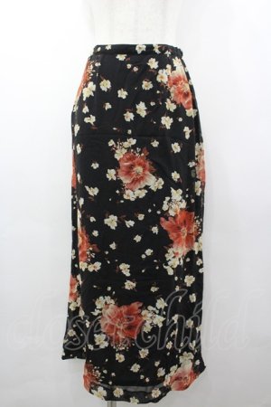 画像: INGEBORG / フラワーシフォンスカート  ブラック I-26-03-12-074-LO-SK-SA-ZI