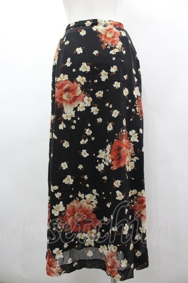 画像2: INGEBORG / フラワーシフォンスカート  ブラック I-26-03-12-074-LO-SK-SA-ZI (2)