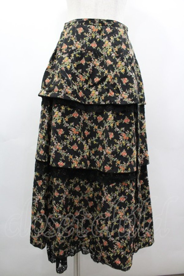 画像1: WONDERFUL WORLD / 花格子ptスカート  ブラック I-26-03-12-075-LO-SK-SA-ZI (1)