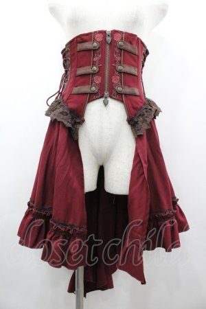 画像: Ozz oneste / 薔薇刺繍ダブルZIPコルセット  ボルドー I-26-03-12-078-OO-ZA-SA-ZI