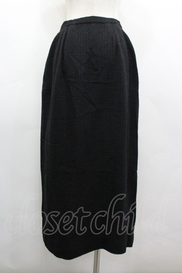 画像2: INGEBORG / パールボタン&2つリボンスカート M ブラック I-26-03-12-079-LO-SK-SA-ZI (2)