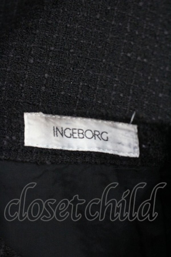 画像4: INGEBORG / パールボタン&2つリボンスカート M ブラック I-26-03-12-079-LO-SK-SA-ZI (4)