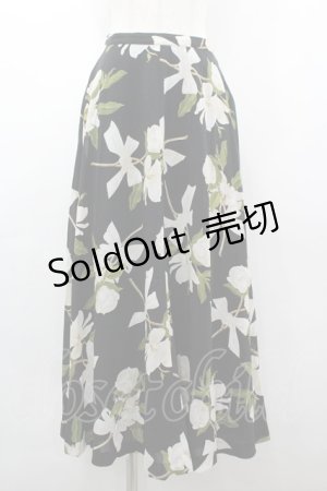 画像: KANEKO ISAO / マグノリア柄スカート  ブラック I-26-03-12-082-EL-SK-SA-ZI