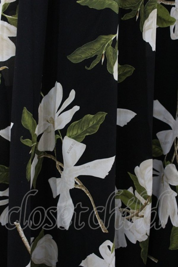 画像3: KANEKO ISAO / マグノリア柄スカート  ブラック I-26-03-12-082-EL-SK-SA-ZI (3)