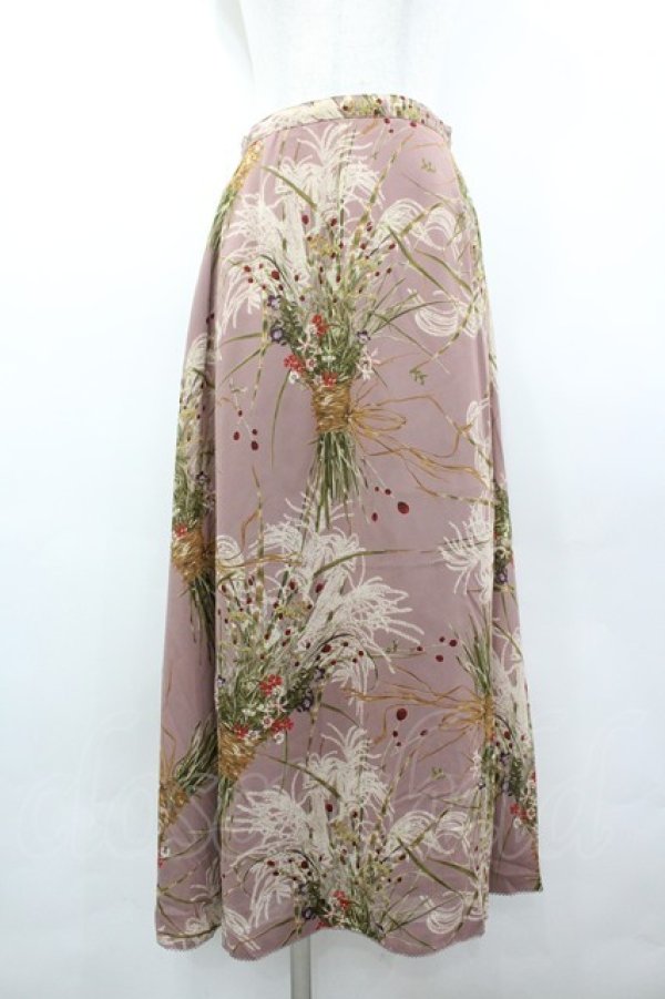 画像1: KANEKO ISAO / すすきブーケ柄スカート  ピンク I-26-03-12-084-EL-SK-SA-ZI (1)