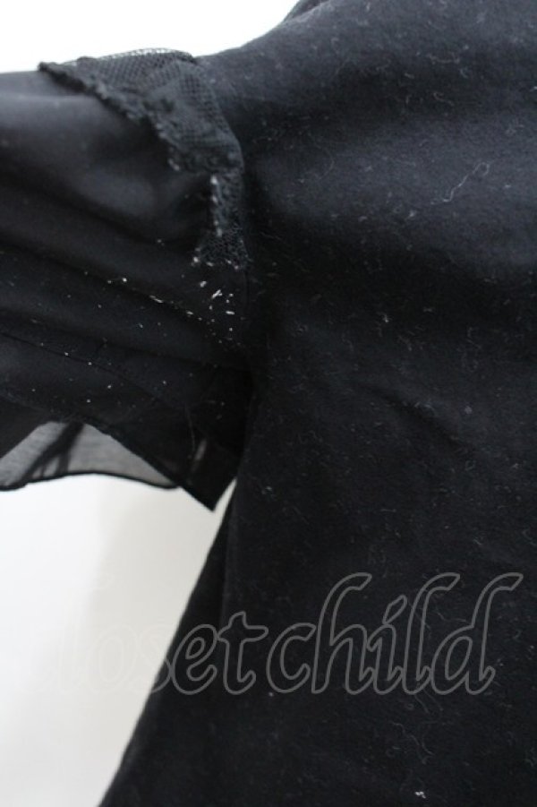 画像3: Maison de minette / frill sleeve cutsew（フリルスリーブカットソー）  黒 I-26-03-12-008-LO-TO-SA-ZI (3)